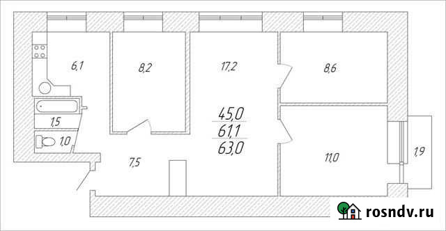 4-комнатная квартира, 61 м², 4/5 эт. на продажу в Первоуральске Первоуральск - изображение 1