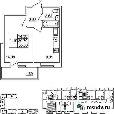 1-комнатная квартира, 35.3 м², 9/12 эт. на продажу в Янино-1 Янино-1