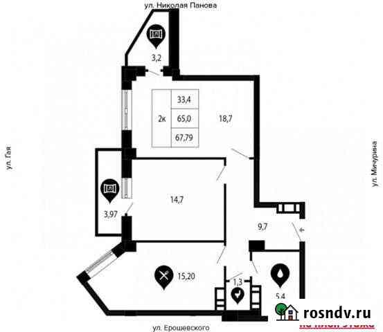 2-комнатная квартира, 67 м², 16/18 эт. на продажу в Самаре Самара