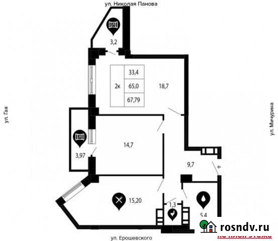 2-комнатная квартира, 67 м², 16/18 эт. на продажу в Самаре Самара - изображение 1