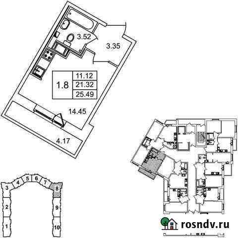 Квартира-студия, 25.5 м², 10/17 эт. на продажу в Мурино Мурино