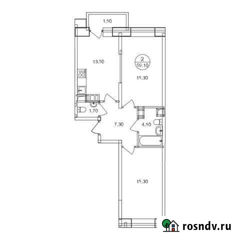 2-комнатная квартира, 59.1 м², 15/18 эт. на продажу в Люберцах Люберцы - изображение 1
