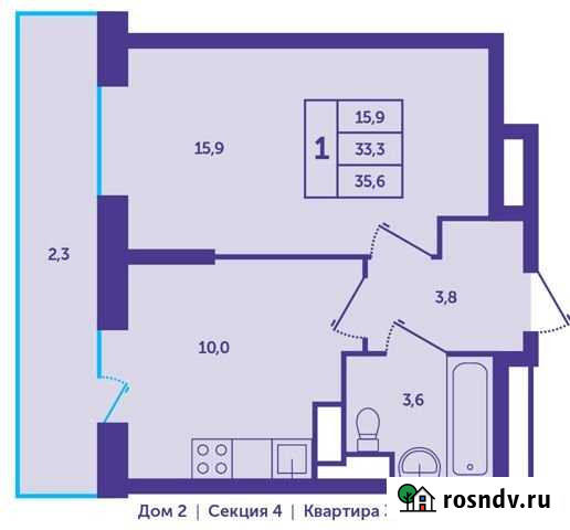 1-комнатная квартира, 35.6 м², 10/12 эт. на продажу в Красногорске Московской области Красногорск - изображение 1