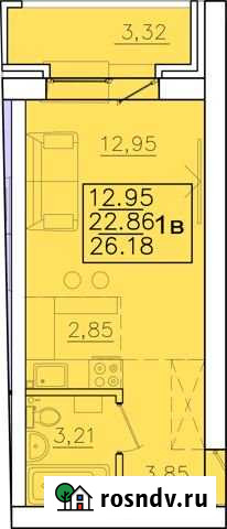 1-комнатная квартира, 26.2 м², 3/3 эт. на продажу в Маркове Маркова - изображение 1