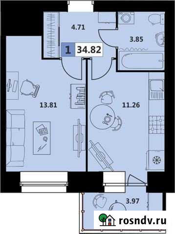 1-комнатная квартира, 35 м², 2/5 эт. на продажу в Северодвинске Северодвинск - изображение 1