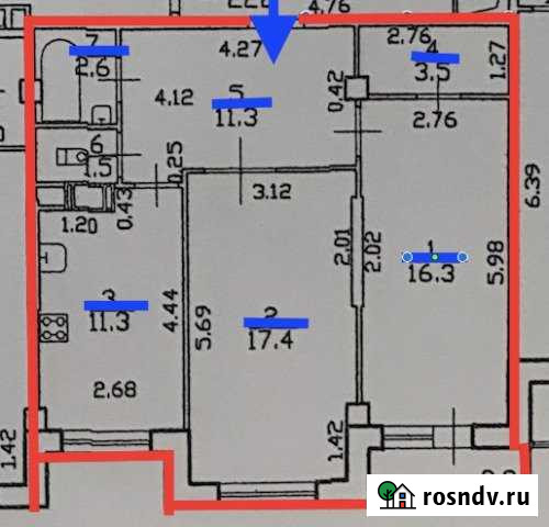 2-комнатная квартира, 63.4 м², 2/9 эт. на продажу в Гатчине Гатчина - изображение 1