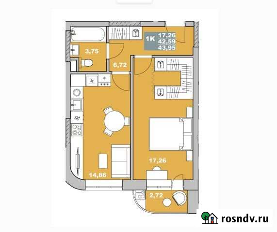 1-комнатная квартира, 44.8 м², 12/14 эт. на продажу в Обнинске Обнинск - изображение 1