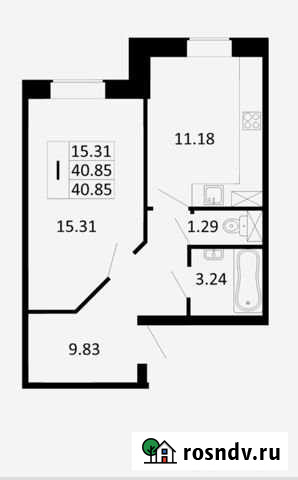 1-комнатная квартира, 41 м², 5/15 эт. на продажу в Никольском Ленинградской области Никольское - изображение 1