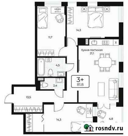 3-комнатная квартира, 81.8 м², 18/24 эт. на продажу в Тюмени Тюмень