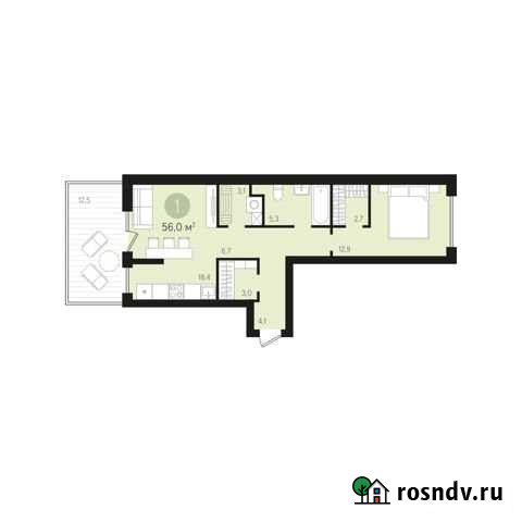 1-комнатная квартира, 56 м², 1/8 эт. на продажу в Сургуте Ханты-Мансийского АО Сургут - изображение 1