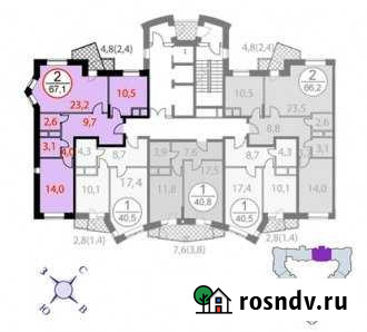 2-комнатная квартира, 67.1 м², 10/12 эт. на продажу в Лесном Городке Лесной Городок - изображение 1