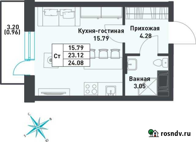 Квартира-студия, 24.1 м², 9/9 эт. на продажу в поселке Свердлова Свердлова - изображение 1