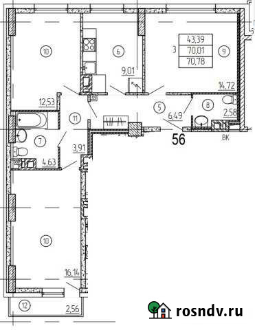 3-комнатная квартира, 72.3 м², 10/25 эт. на продажу в Ростове-на-Дону Ростов-на-Дону - изображение 1
