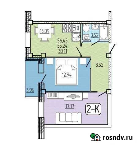 2-комнатная квартира, 56.4 м², 4/9 эт. на продажу в Улан-Удэ Улан-Удэ - изображение 1