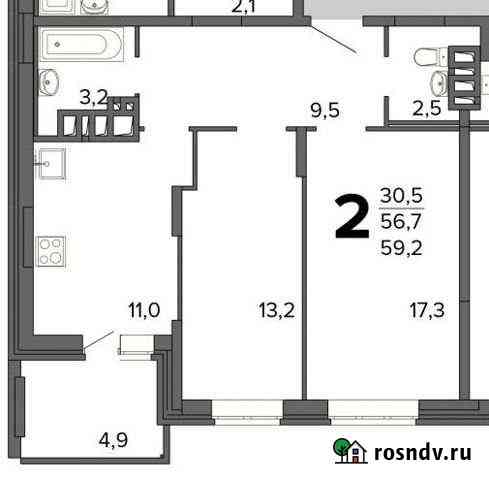 2-комнатная квартира, 59.2 м², 11/16 эт. на продажу в Брянске Брянск