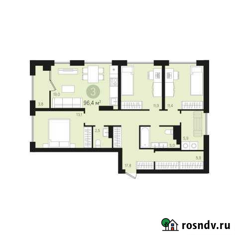 3-комнатная квартира, 96.3 м², 7/8 эт. на продажу в Сургуте Ханты-Мансийского АО Сургут - изображение 1