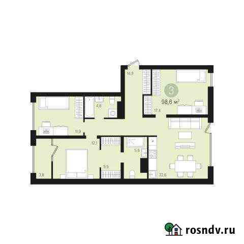 3-комнатная квартира, 98.5 м², 5/8 эт. на продажу в Сургуте Ханты-Мансийского АО Сургут