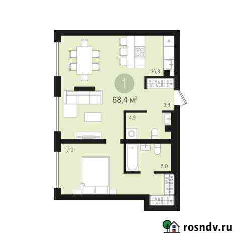 1-комнатная квартира, 68.4 м², 1/16 эт. на продажу в Сургуте Ханты-Мансийского АО Сургут