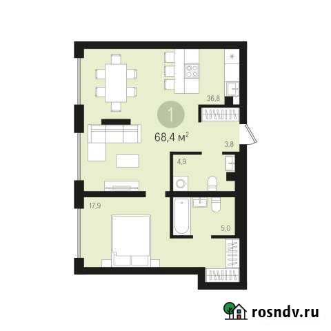 1-комнатная квартира, 68.4 м², 1/16 эт. на продажу в Сургуте Ханты-Мансийского АО Сургут - изображение 1