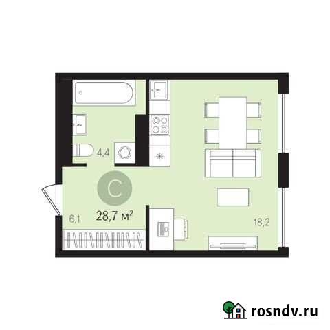 Квартира-студия, 28.6 м², 12/17 эт. на продажу в Тюмени Тюмень - изображение 1