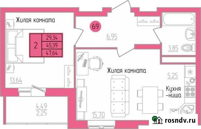 2-комнатная квартира, 47.6 м², 6/17 эт. на продажу в Кирове Киров - изображение 1