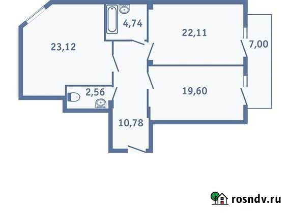 2-комнатная квартира, 82.6 м², 4/13 эт. на продажу в Железногорске Курской области Железногорск - изображение 1