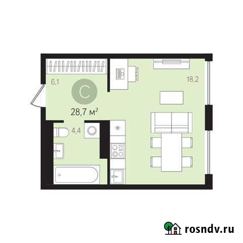 Квартира-студия, 28.6 м², 11/17 эт. на продажу в Тюмени Тюмень - изображение 1