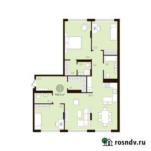 3-комнатная квартира, 106.4 м², 2/8 эт. на продажу в Тюмени Тюмень