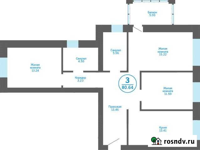 3-комнатная квартира, 80.6 м², 5/5 эт. на продажу в Боровском Боровский - изображение 1