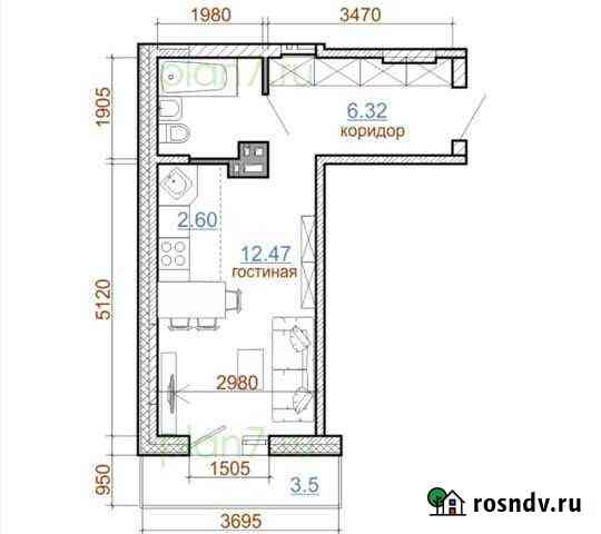 Квартира-студия, 28 м², 6/9 эт. на продажу в Маркове Маркова