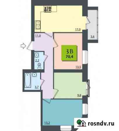 3-комнатная квартира, 70.4 м², 1/7 эт. на продажу в Волгограде Волгоград