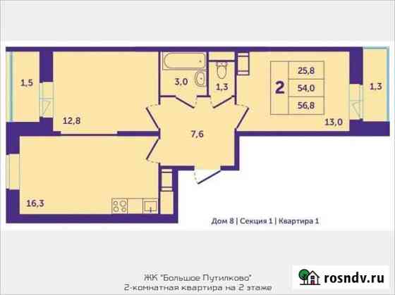 2-комнатная квартира, 54.5 м², 2/25 эт. на продажу в Красногорске Московской области Красногорск