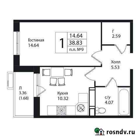 1-комнатная квартира, 38.8 м², 3/9 эт. на продажу в Ватутинках Ватутинки