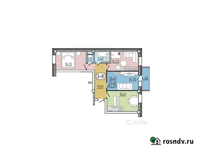 3-комнатная квартира, 76.6 м², 9/9 эт. на продажу в Улан-Удэ Улан-Удэ - изображение 1
