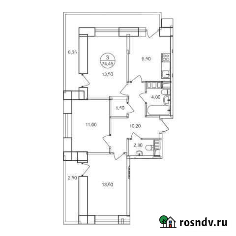 3-комнатная квартира, 74.5 м², 15/18 эт. на продажу в Люберцах Люберцы - изображение 1