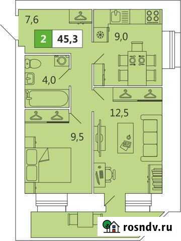 2-комнатная квартира, 45 м², 10/12 эт. на продажу в Архангельске Архангельск - изображение 1