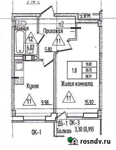1-комнатная квартира, 35.7 м², 9/10 эт. на продажу в поселке Свердлова Свердлова - изображение 1