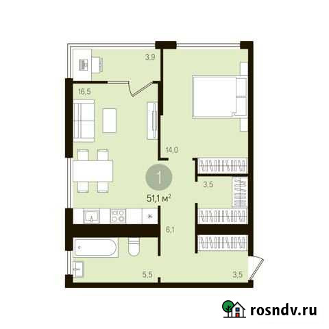 1-комнатная квартира, 53 м², 14/16 эт. на продажу в Тюмени Тюмень - изображение 1