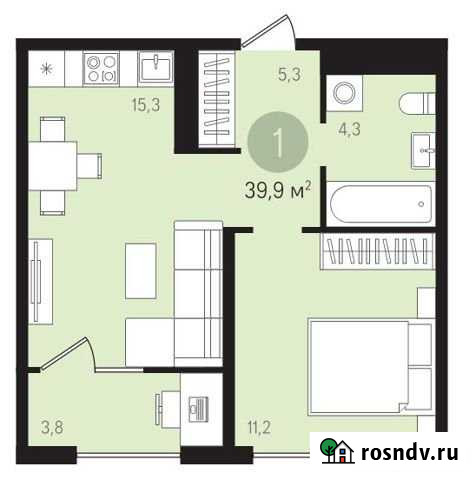 1-комнатная квартира, 39.9 м², 5/9 эт. на продажу в Видном Видное - изображение 1