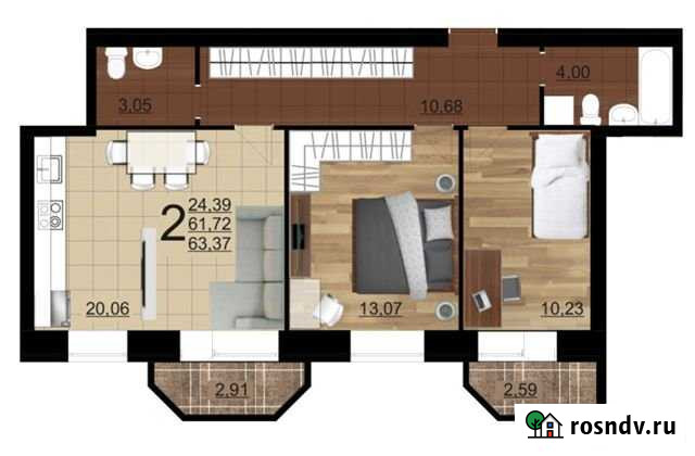 2-комнатная квартира, 63.4 м², 3/5 эт. на продажу в Новой Усмани Новая Усмань - изображение 1