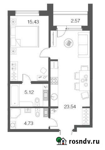 1-комнатная квартира, 48.7 м², 2/5 эт. на продажу в Сестрорецке Сестрорецк - изображение 1
