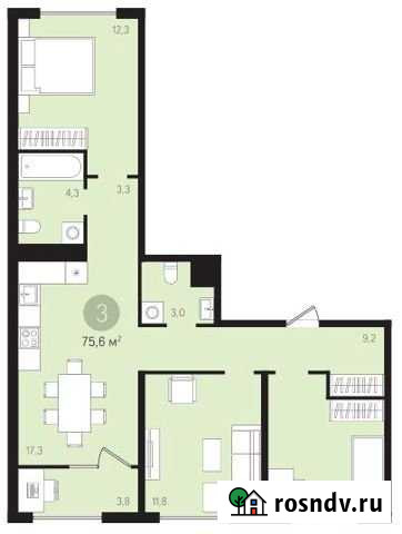 3-комнатная квартира, 75.6 м², 7/9 эт. на продажу в Видном Видное - изображение 1