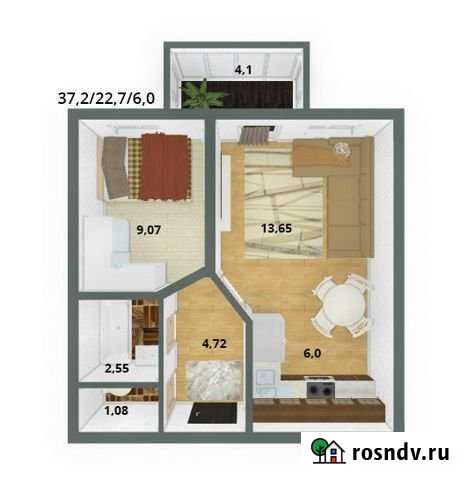 2-комнатная квартира, 37.2 м², 9/9 эт. на продажу в Петрозаводске Петрозаводск - изображение 1