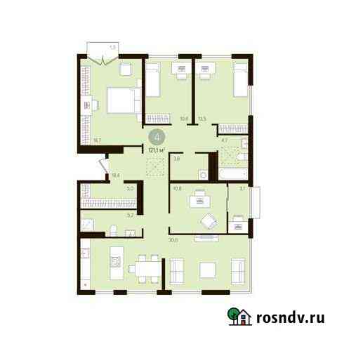 4-комнатная квартира, 125.4 м², 10/10 эт. на продажу в Тюмени Тюмень