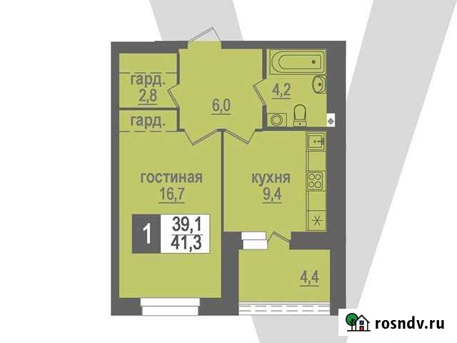 1-комнатная квартира, 41.3 м², 9/17 эт. на продажу в Кольцово Кольцово - изображение 1