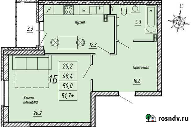 1-комнатная квартира, 48.4 м², 14/25 эт. на продажу в Совхозном Свердловской области Совхозный - изображение 1