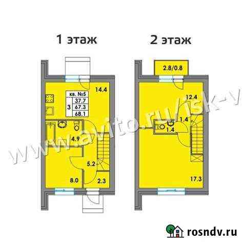 3-комнатная квартира, 68.1 м², 1/2 эт. на продажу в Федоровском Ленинградской области Федоровское