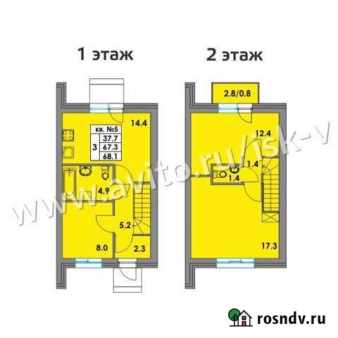 3-комнатная квартира, 68.1 м², 1/2 эт. на продажу в Федоровском Ленинградской области Федоровское - изображение 1