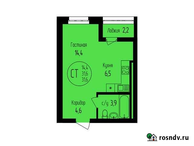 Квартира-студия, 31.6 м², 15/19 эт. на продажу в Уфе Уфа - изображение 1