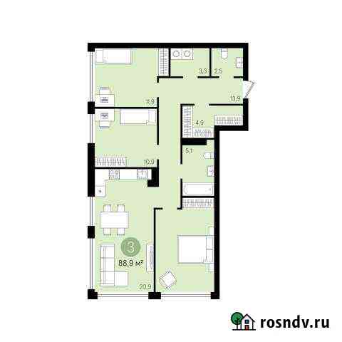 3-комнатная квартира, 88.8 м², 3/9 эт. на продажу в Новосибирске Новосибирск